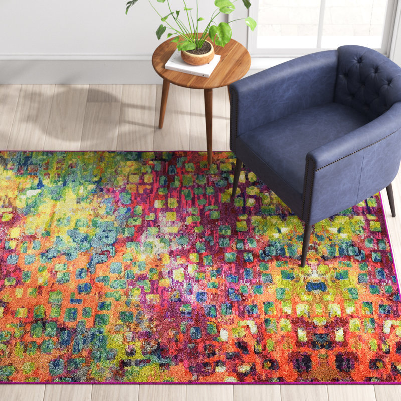 Mistana™ Abstract Orange/Pink/Blue/Yellow Area Rug & Reviews Wayfair